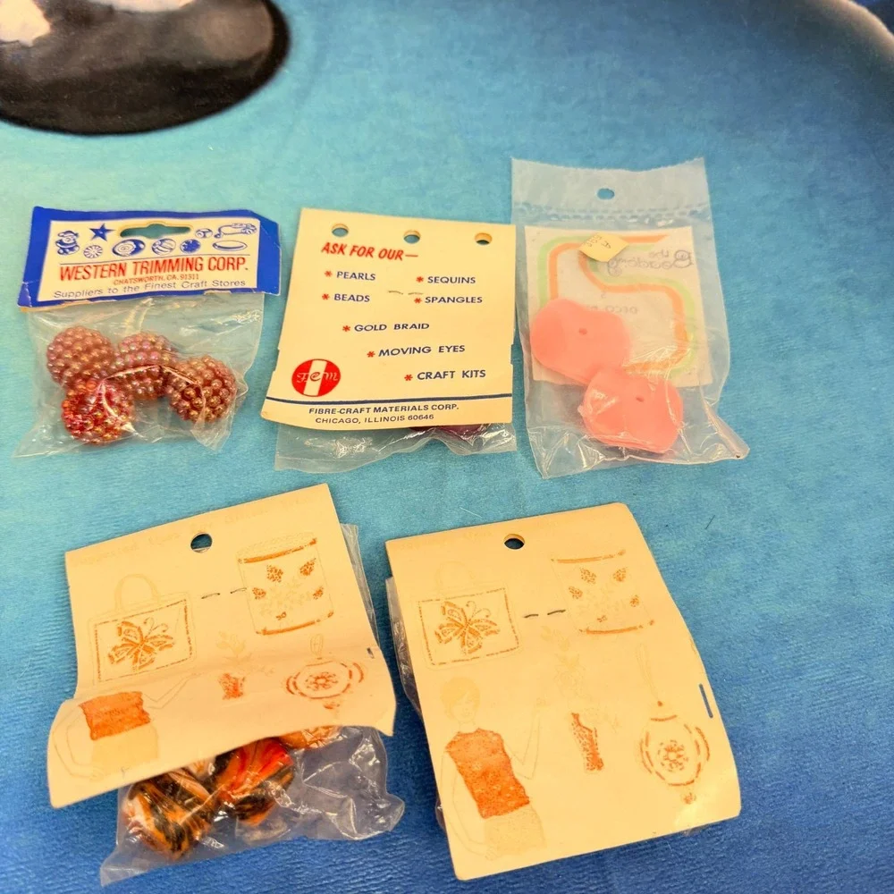 Vtg NOS Craft Bead Lot Walco Glitter Trims Westrim Berry Beads The Beadery Disc